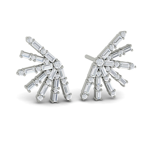 Baguette Radiant Diamond Stud Earrings