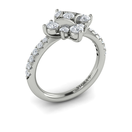 Floating Diamond Floral and Vlora Star Ring