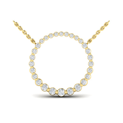 Graduated Round Diamond Open Circle Pendant