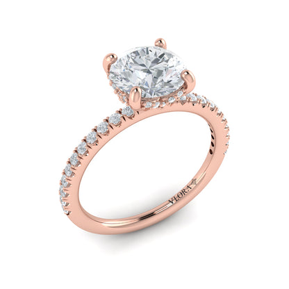 Round Classic Engagement Ring in 14K Rose Gold by Vlora Bridal