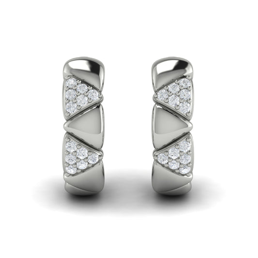 Double Diamond Trinity Huggie Earrings