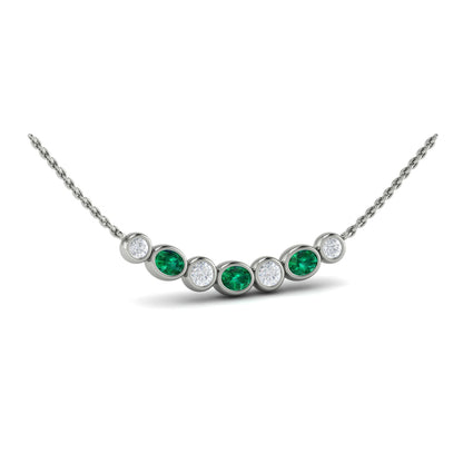 Diamond and Emerald Rounded Bezel Pendant