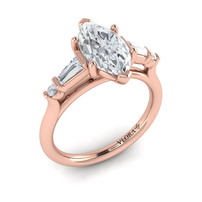 Poised Marquise Three-Stone Engagement Ring