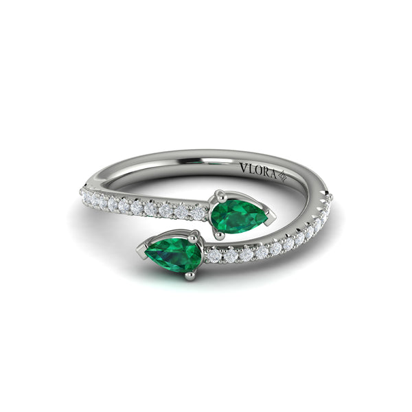 Diamond and Pear Emerald Wrap Ring