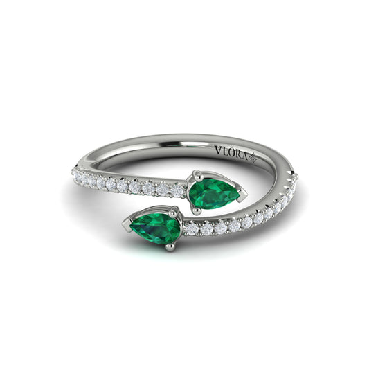 Diamond and Pear Emerald Wrap Ring