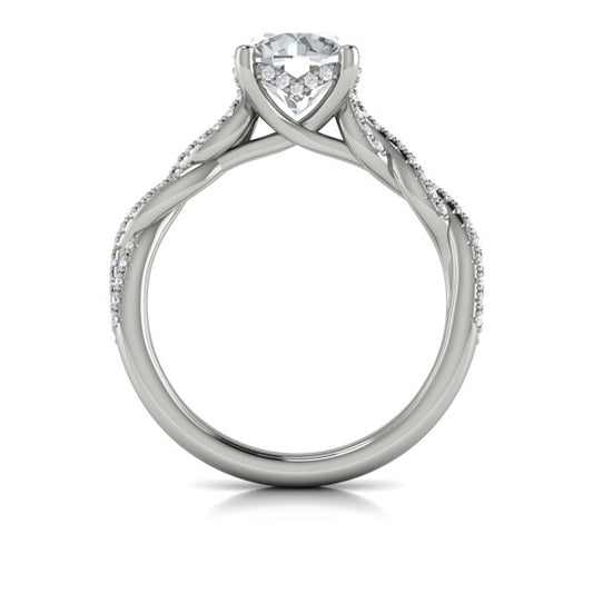 Twist Diamond Engagement Ring with Hidden Halo