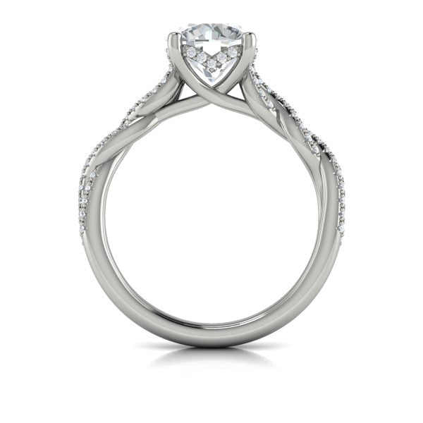 Twist Diamond Engagement Ring with Hidden Halo