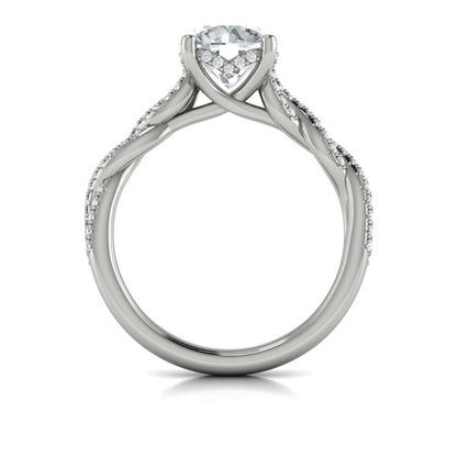 Twist Diamond Engagement Ring with Hidden Halo