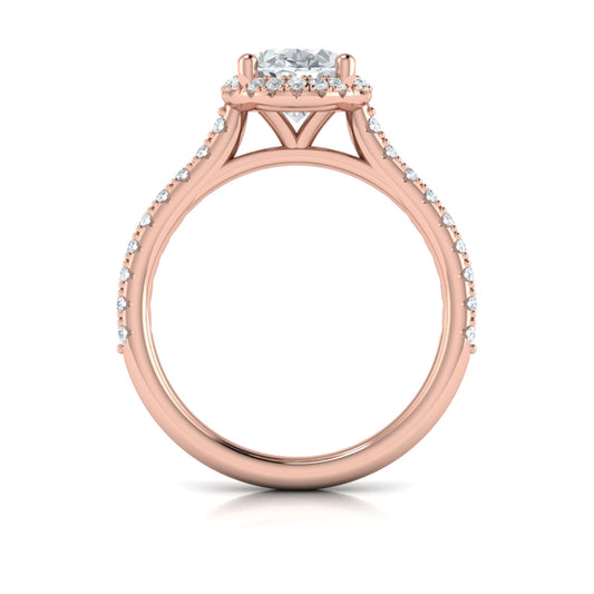 Graceful Halo Oval Engagement Ring