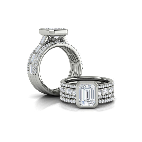 Matching Bands Wedding Band in 14K White Gold by Vlora Bridal