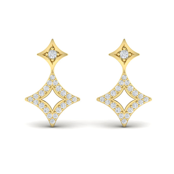 Diamond Double Vlora Star Open Motif Drop Stud Earrings