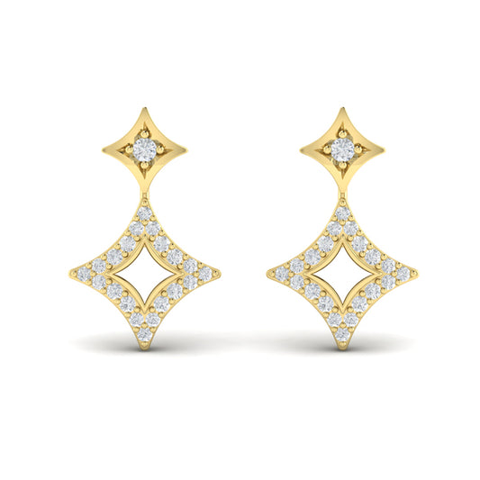 Diamond Double Vlora Star Open Motif Drop Stud Earrings