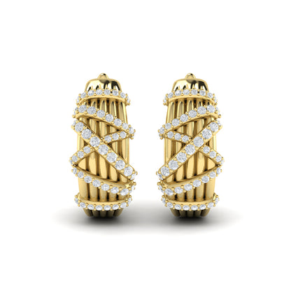 Diamond Ribbon Hoop Earrings