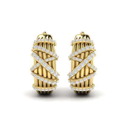 Diamond Ribbon Hoop Earrings