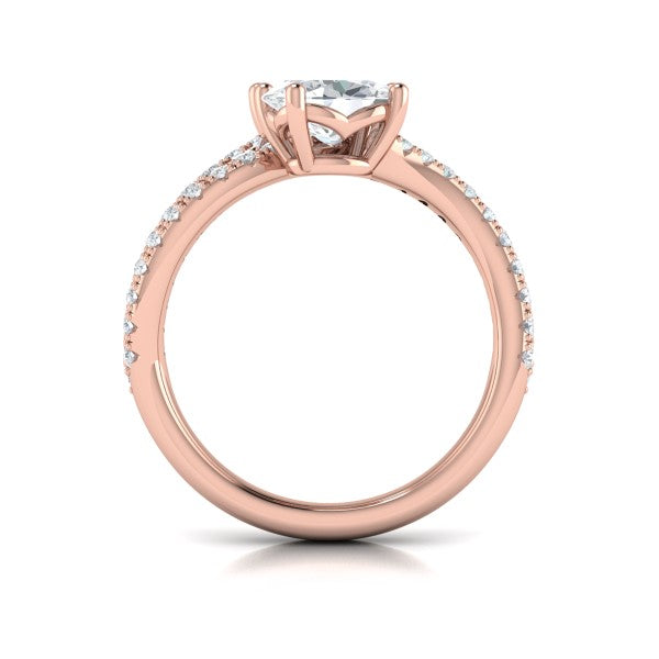 Spiral Oval Two Stone Engagement Ring