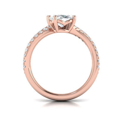 Spiral Oval Two Stone Engagement Ring