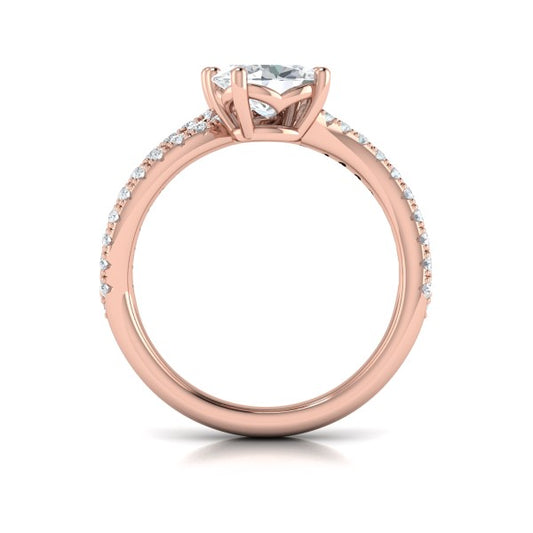 Spiral Oval Two Stone Engagement Ring