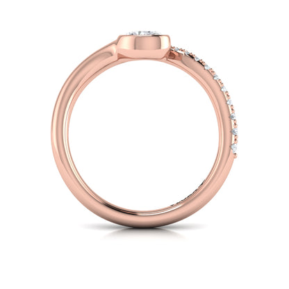 Bezel‑Set Oval Diamond Ring With Diamond Pavé Curve