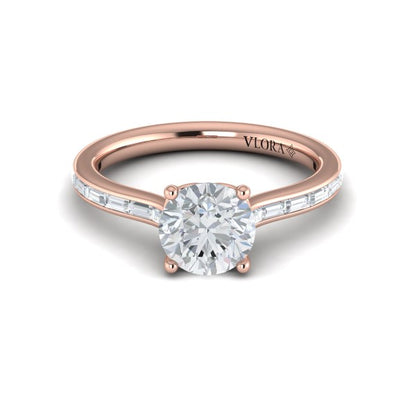 Round Classic Engagement Ring in 14K Rose Gold by Vlora Bridal