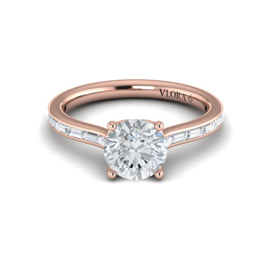 Round Classic Engagement Ring in 14K Rose Gold by Vlora Bridal