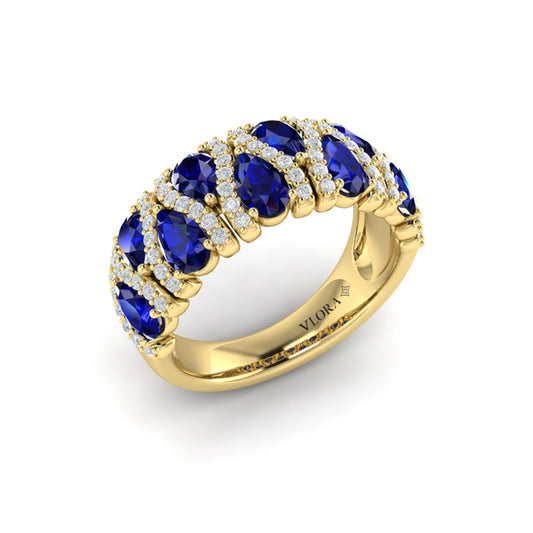 Multi Diamond and Sapphire Statement Ring