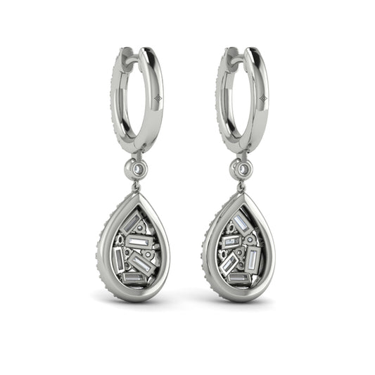Multi Diamond Tear Drop Baguette Earrings