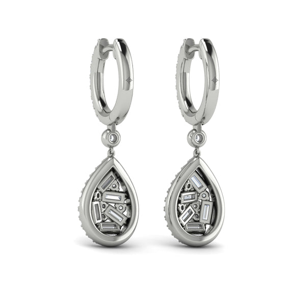 Multi Diamond Tear Drop Baguette Earrings