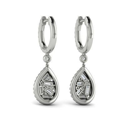 Multi Diamond Tear Drop Baguette Earrings