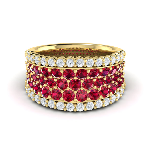 Diamond and Ruby Multi-Row Statement Ring