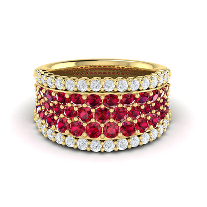 Diamond and Ruby Multi-Row Statement Ring