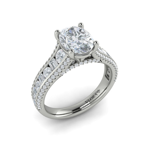 Oval Classic Engagement Ring in Platinum by Vlora Bridal