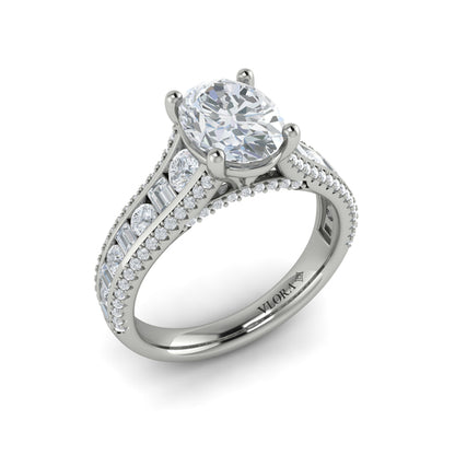 Oval Classic Engagement Ring in Platinum by Vlora Bridal