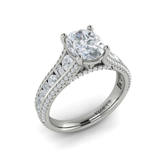 Oval Classic Engagement Ring in Platinum by Vlora Bridal