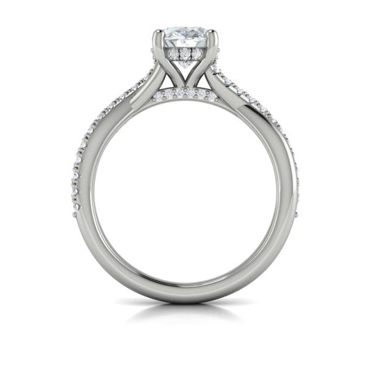 Entwined Oval Hidden Halo Engagement Ring