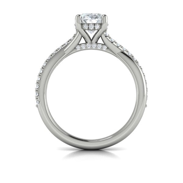 Entwined Oval Hidden Halo Engagement Ring