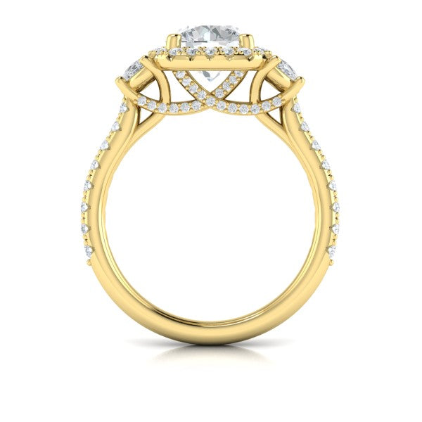 Trio Round Halo Engagement Ring