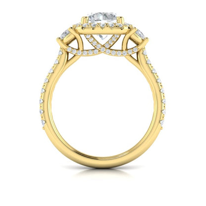 Trio Round Halo Engagement Ring