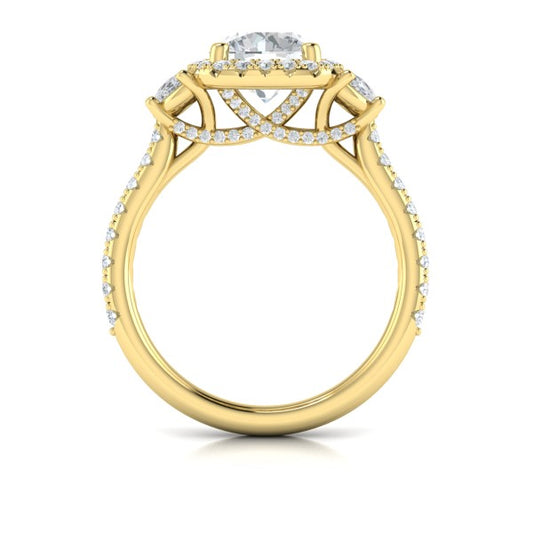 Trio Round Halo Engagement Ring