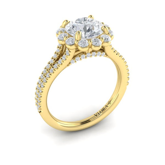 Floral Halo Engagement Ring