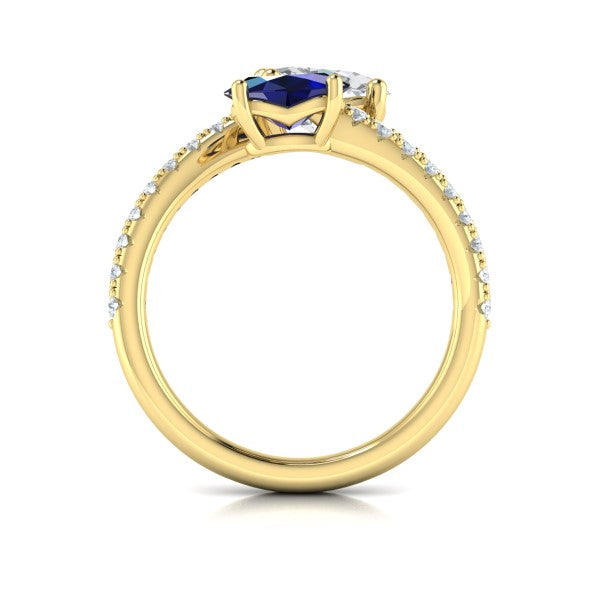 Kissing Diamond and Sapphire Engagement Ring