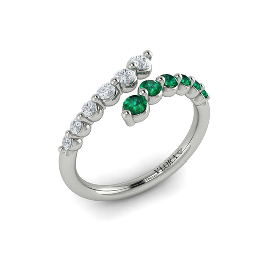 Diamond and Emerald Open Wrap Ring