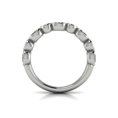 Oval and Round Bezel Set Diamond and Sapphire Ring