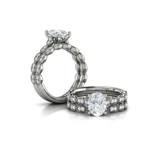 Matching Bands Wedding Band in 14K White Gold by Vlora Bridal