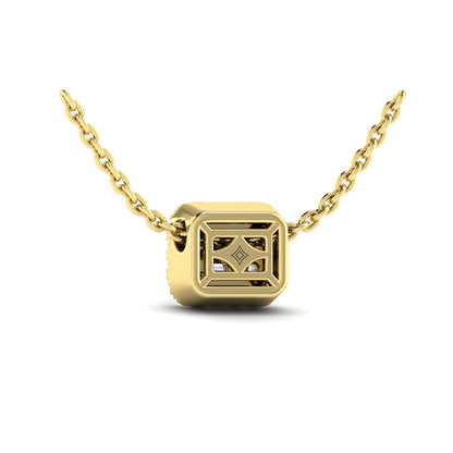 Diamond Baguette Halo Pendant Necklace