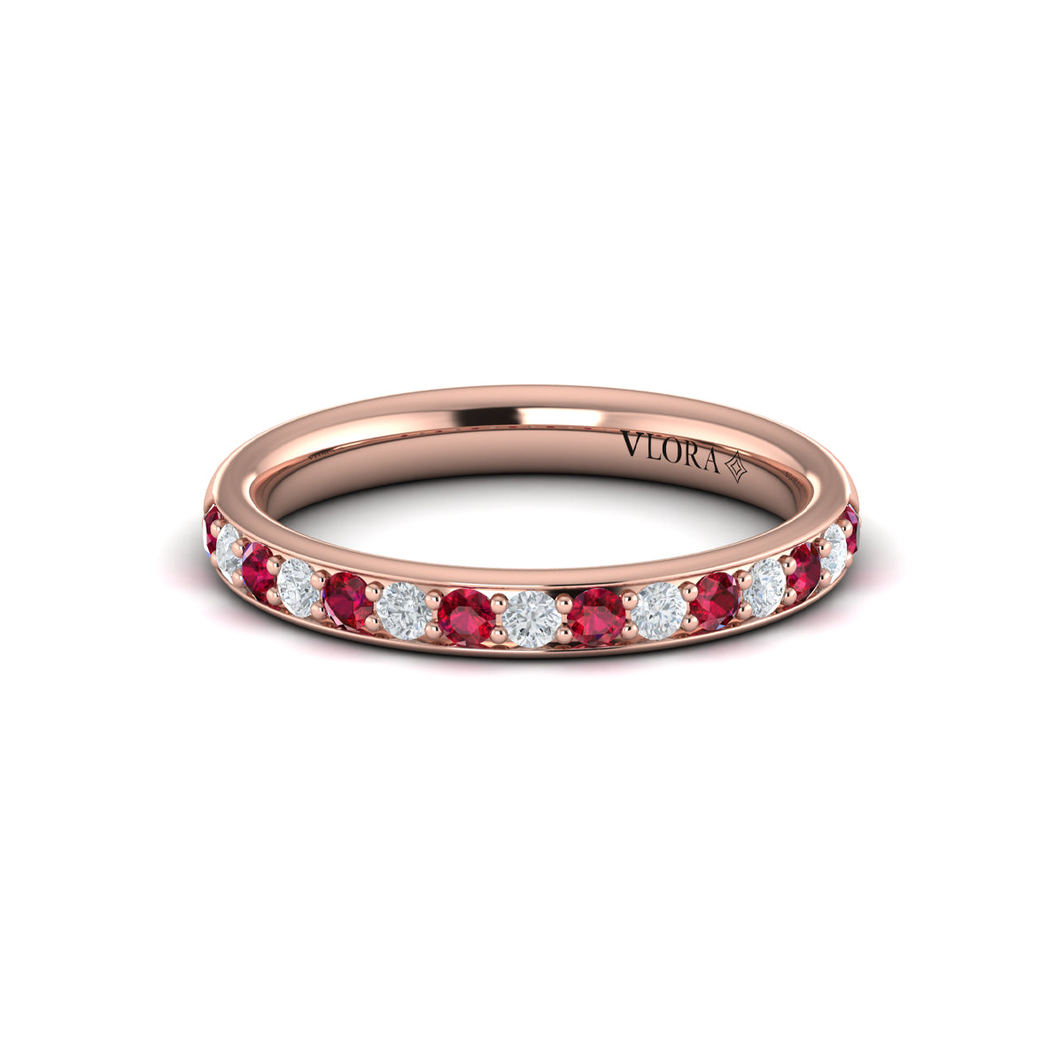 Delicate Ruby and Diamond Stackable Band