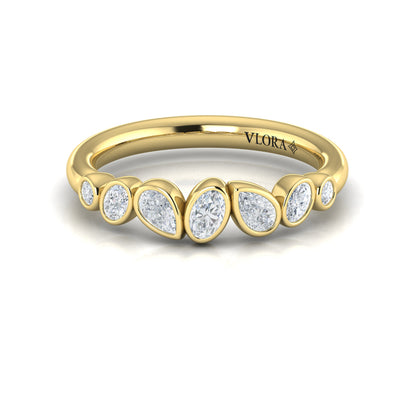 Bezel‑Set Pear, Oval and Round Shaped Diamond Ring