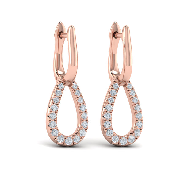 Diamond Open Tear Drop Link Earrings