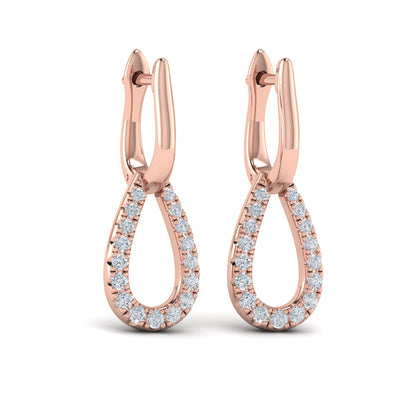 Diamond Open Tear Drop Link Earrings