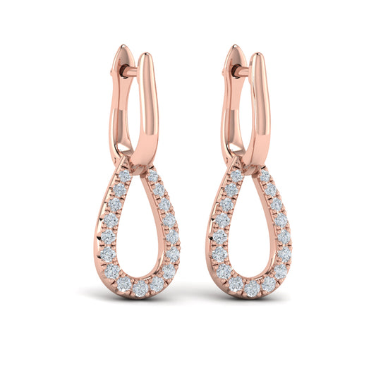 Diamond Open Tear Drop Link Earrings