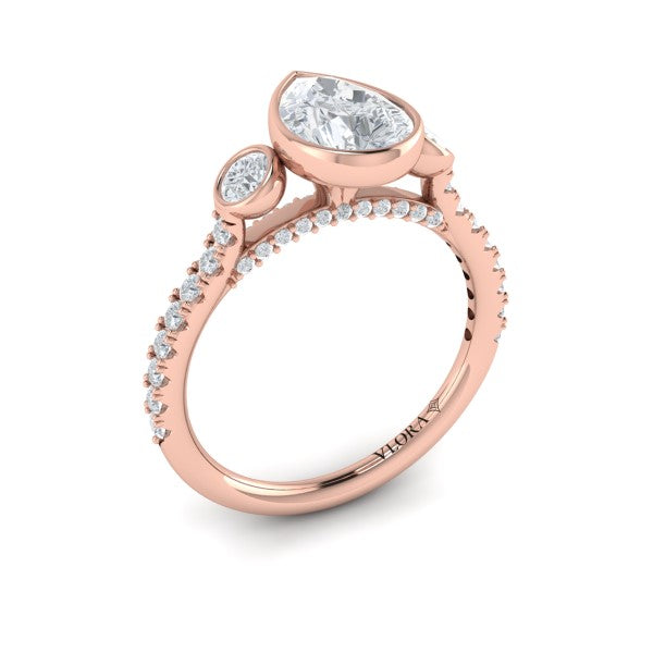 Trio Pear Bezel Engagement Ring